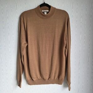 Linea Uomo Mens Medium Wool Blend Mock Neck Long Sleeve Sweater Brown Neutral